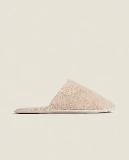 ZARA HOME ТАПОЧКИ ИЗ МАХРОВОЙ ТКАНИ, БЕЖЕВЫЙ