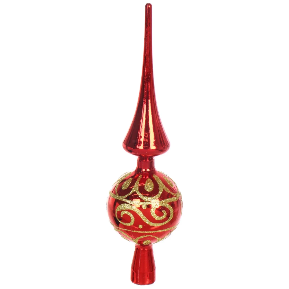 Верхушка на ёлку 26 см «Золотой узор» красный