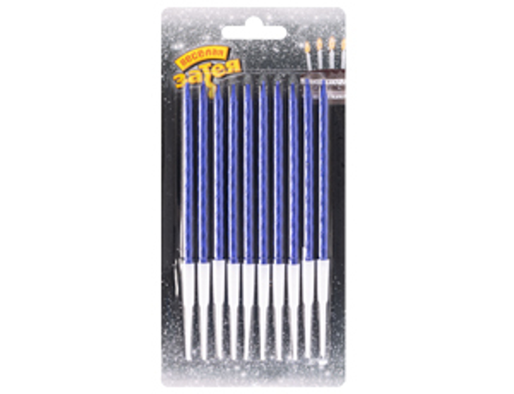 Свечи д/торта Синие с подст 10см 10шт/G