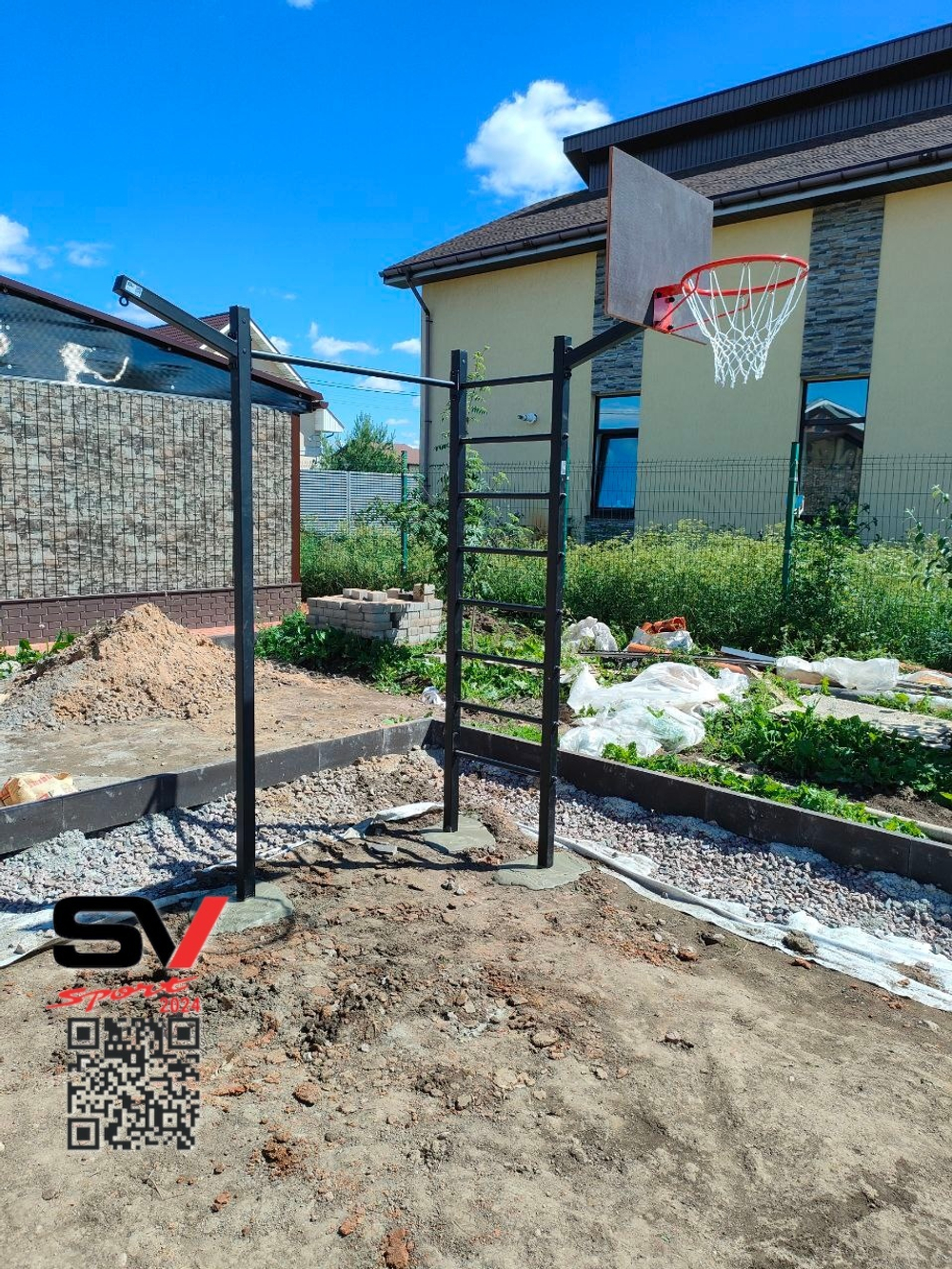 Монтаж уличной шведской стенки Sv Sport (3 вертикальных столба)