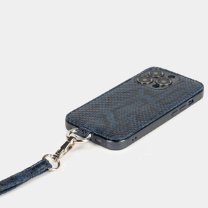 Чехол для iPhone 14 Pro из натуральной кожи питона, синего цвета