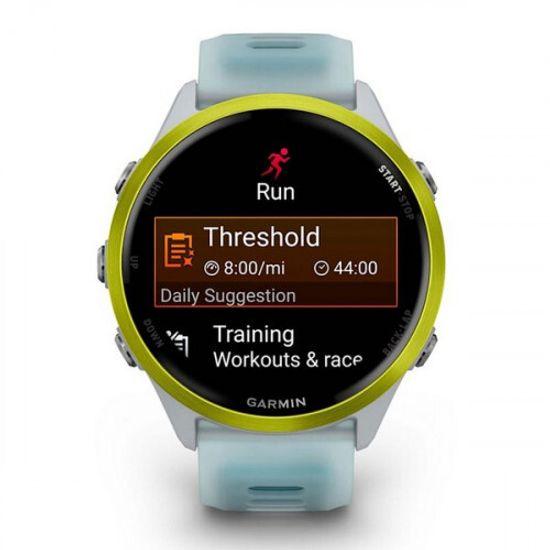 Garmin Forerunner 570 47 мм — желтый алюминиевый корпус, бело-бирюзовый ремешок