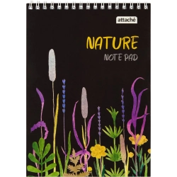 Блокнот Attache Nature Black flowers А5 60 листов чёрный в клетку на спирали
