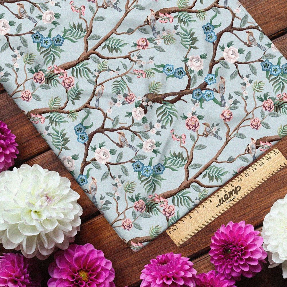 Ткань барби весенние нежные ветви цветов