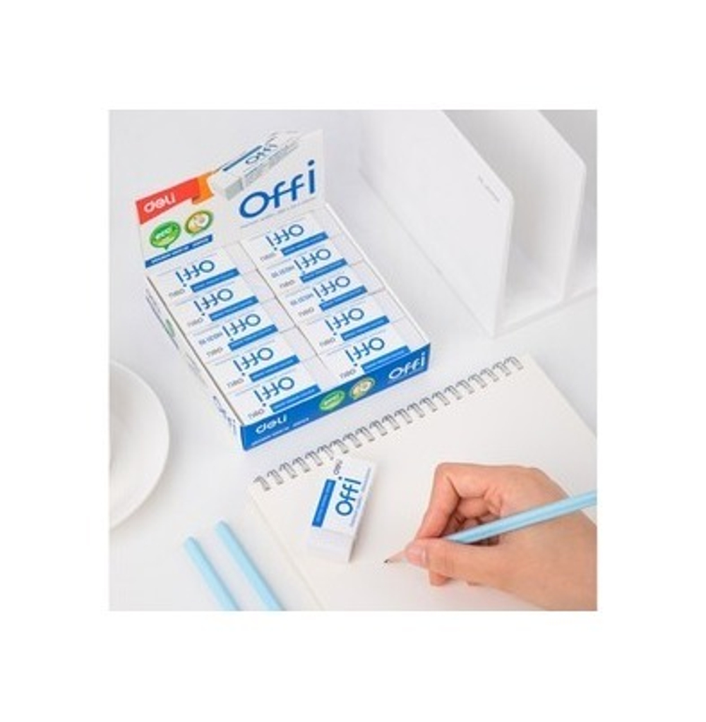 Ластик Deli Offi 60x24x12мм ПВХ белый EH03110