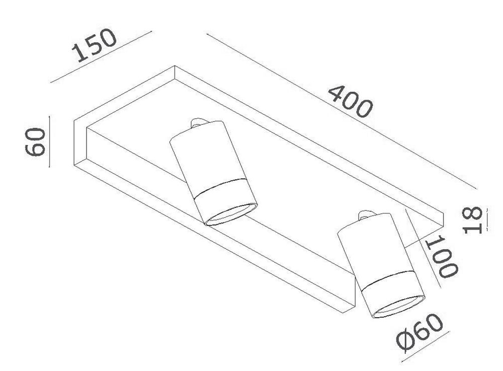 DL18441/02 White R Dim Donolux Светильник светодиодный, накладной, 2x6Вт, 3000К, 2x528Лм, IP20, 25°, AC 220В, L400xH118x150 мм, Белый+источник питания Dim