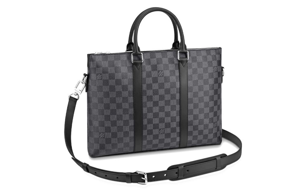LOUIS VUITTON Canvas Briefcase Regular Unisex Black