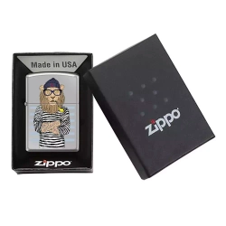 Зажигалка Zippo 250 Лев-моряк, High Polish Chrome