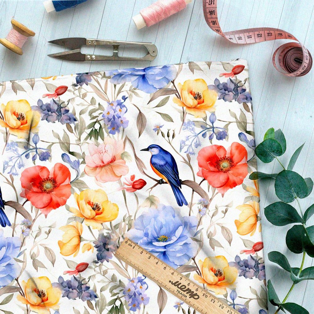 Ткань Ниагара Софт цветочное окно