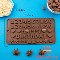 Силиконовая форма «Happy Birthday и цифры»