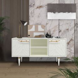 Тумба под ТВ Арт Колор leaves 117см Классик Голд Белый опал