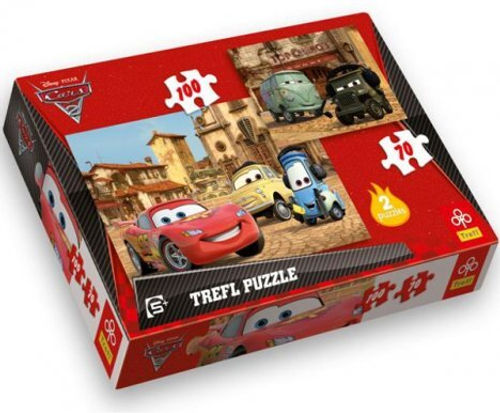 Пазлы. Набор 2 в 1 (70+ 100 дет.) - Тачки 2
