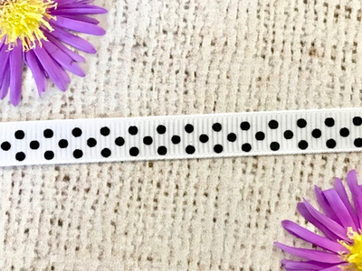 Лента репсовая в горошек, ш. 1 см, белый