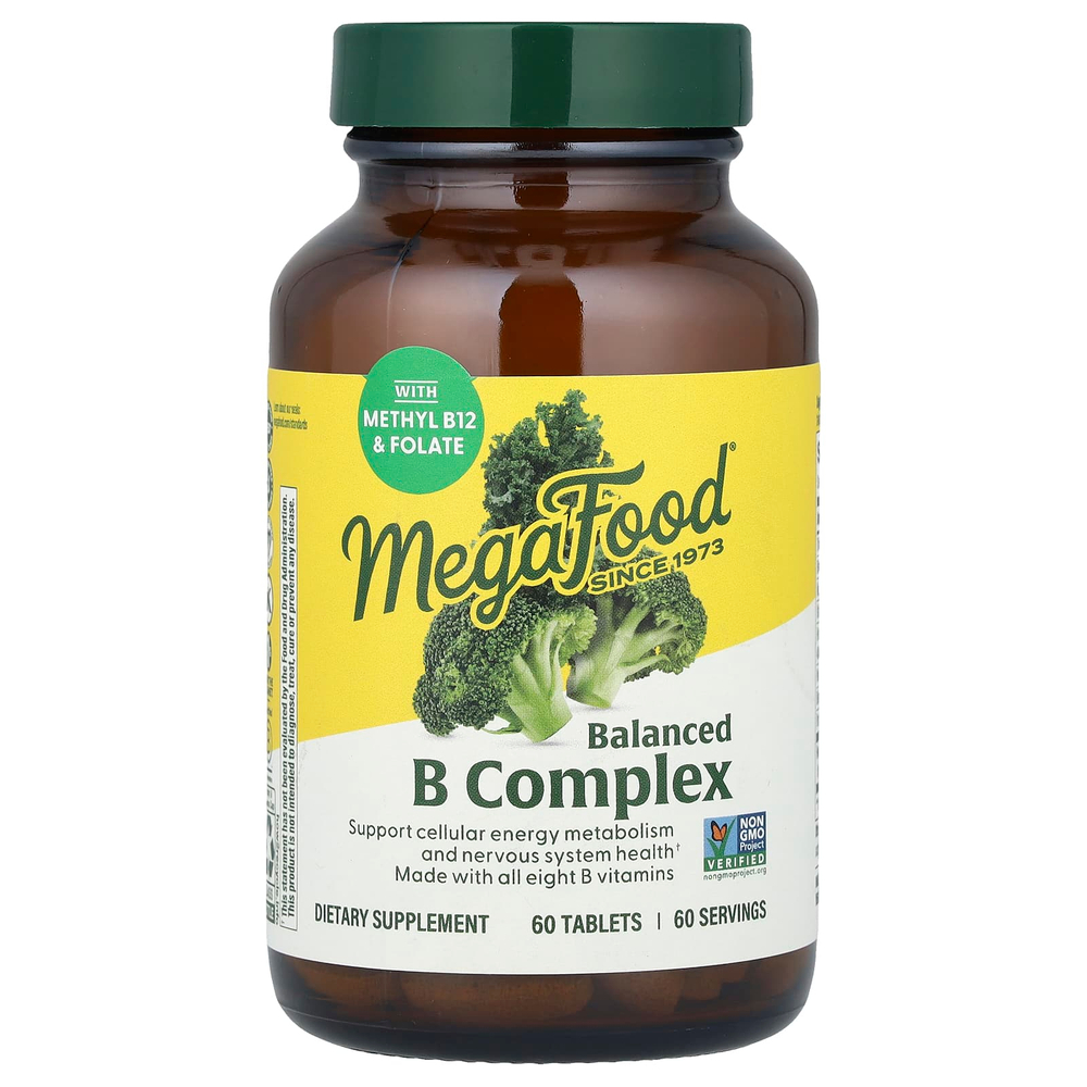 MegaFood, сбалансированный комплекс витаминов группы В, 60 таблеток