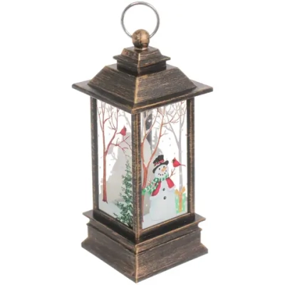 Сувенир с подсветкой «Снеговик в лесу» 12*5,5 см, бронза (3хAG13)