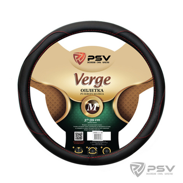 Оплетка руля M PSV Verge Fiber с красной отстрочкой черная