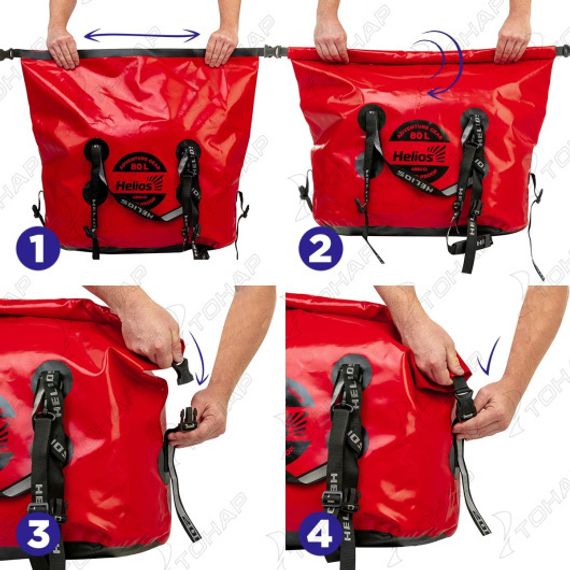 Гермосумка 80л (ПВХ, красный/черный) (HS-GS-80-RB) Helios