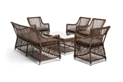 "Асти" лаунж-зона из искусственного ротанга на 6 персоны, цвет коричневый