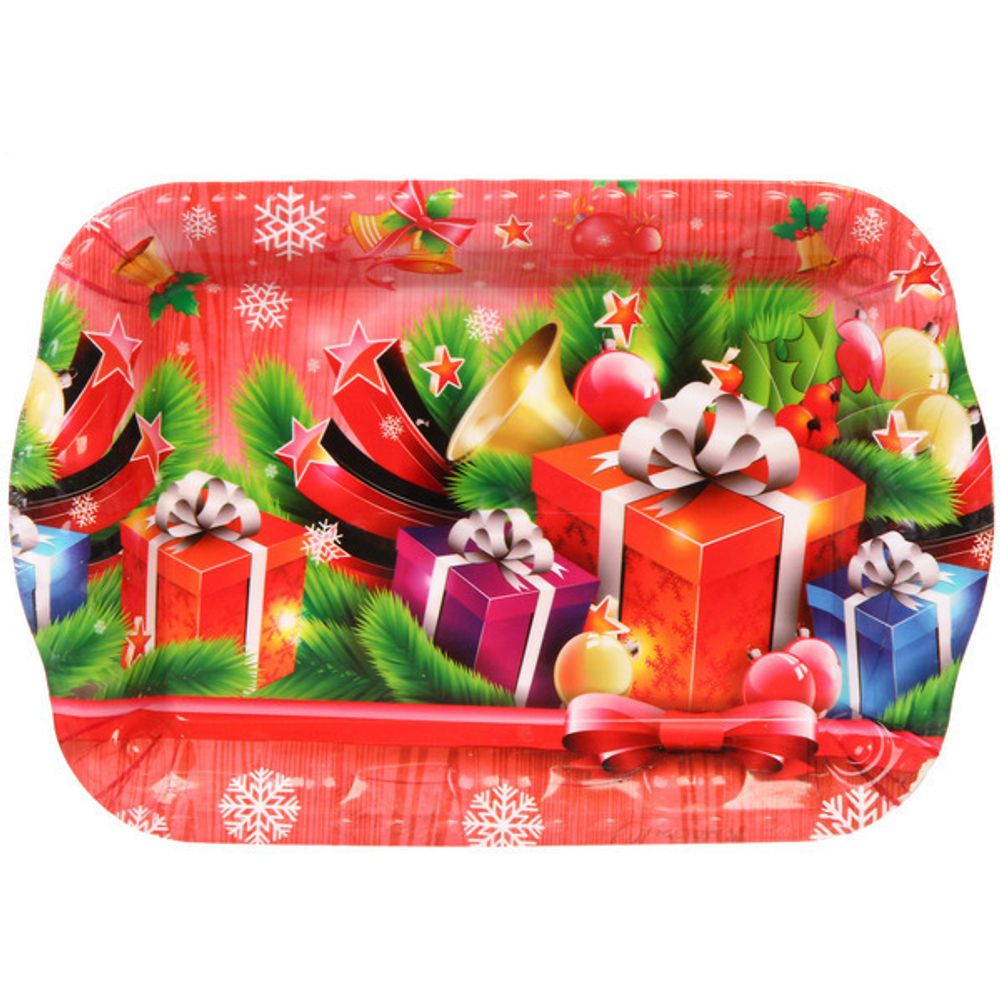 Поднос пластиковый «Новогодние подарки» 25*35см
