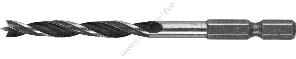 ЗУБР d 6x90/50мм, спиральное сверло по дереву , М-образная заточка, шестигранный хвостовик