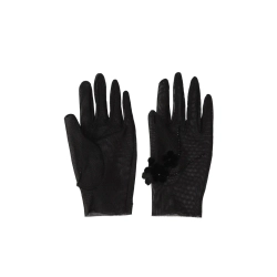 Перчатки короткие с бархатными цветами