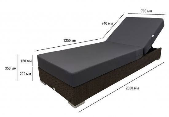 Шезлонг-лежак плетеный с матрасом Mantera