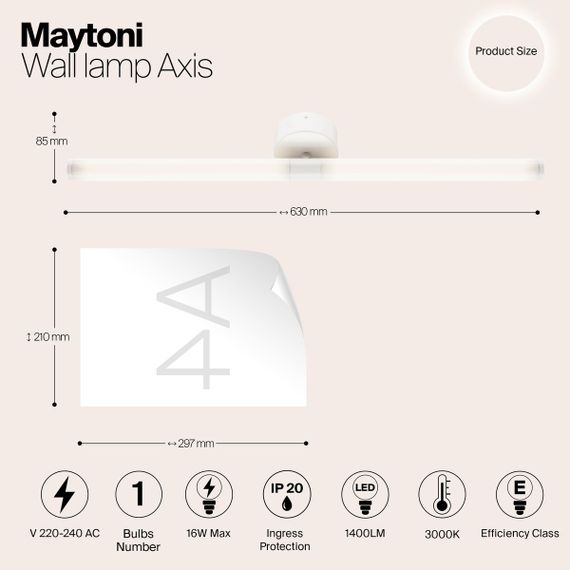 Подсветка для зеркал Maytoni Axis MOD106WL-L16W3K