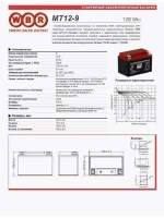 Аккумулятор WBR MT AGM YTX9-BS, YTX9
