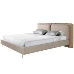 Кровать Angel Cerda 7154 из экокожи цвета норки и серой ткани