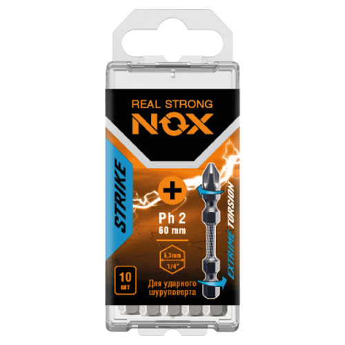 Бита impact Ph2-60 E6.3, 10 шт бокс STRIKE