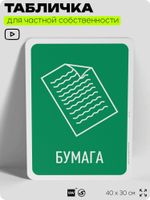 Табличка для сортировки отходов "Бумага", для контейнеров, пунктов раздельного сбора, организаций и дворовых территорий, информационная, 40х30 см, Silver Plane x Айдентика Технолоджи