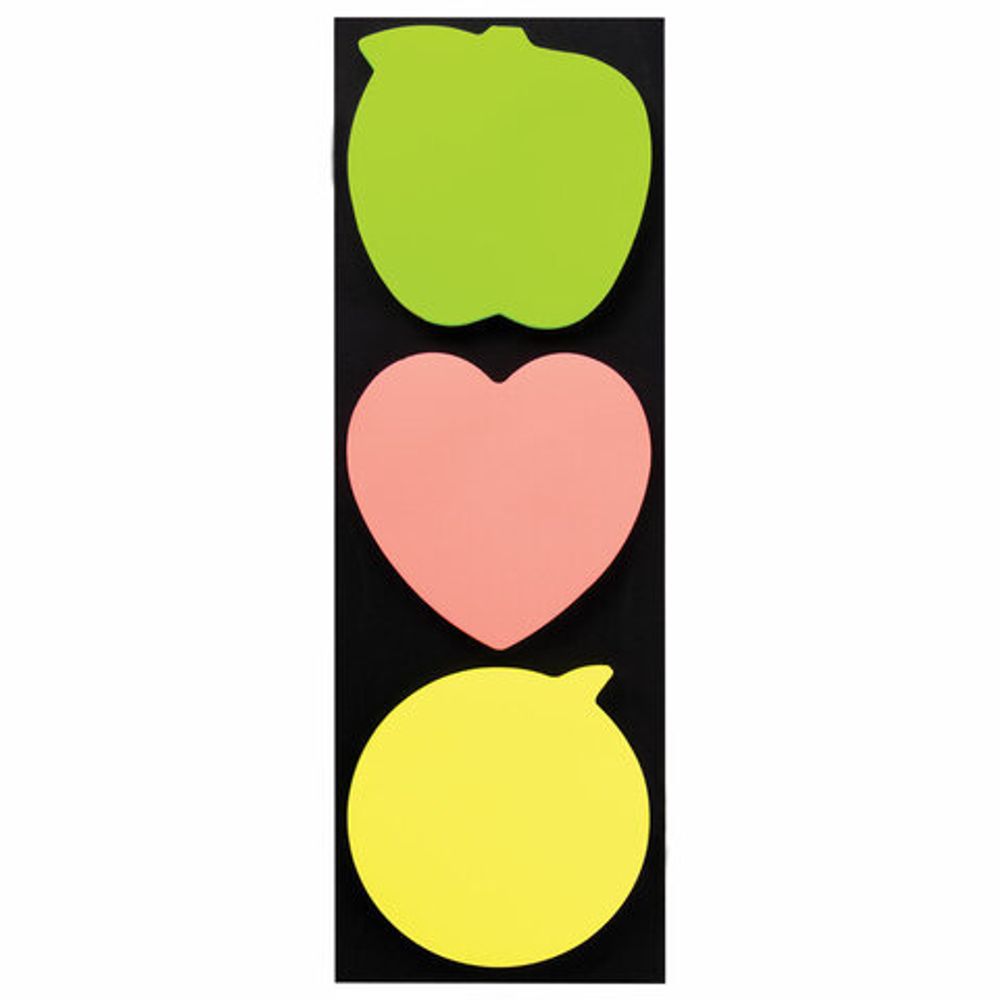 Блок самоклеящийся (стикеры), фигурный BRAUBERG, НЕОНОВЫЙ "Ассорти", 3 цвета х 50 листов, европодвес, 122711