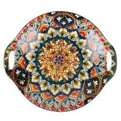 Блюдо с ручками " " (зеленый) 22,5х20.5х4,5см (min9) (транспортная упаковка)