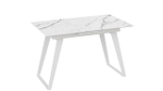Стол кухонный обеденный раздвижной Белый муар/Стекло глянцевое белый мрамор 140(180)х80х77 см