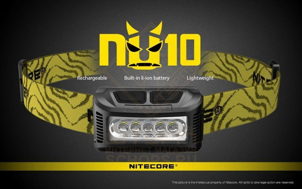 Фонарь налобный Nitecore NU10, Black