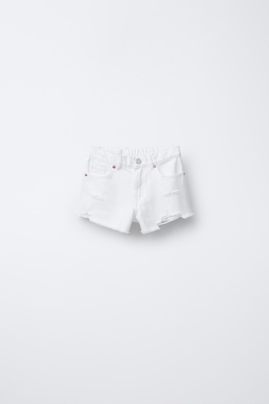 ZARA ДЖИНСОВЫЕ ШОРТЫ, БЕЛЫЙ