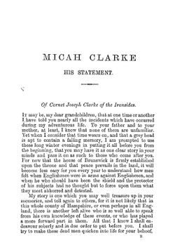 Micah Clarke. His Statement As Made to His Three Grandchildren, Joseph, Gervas & Reuben, During the Hard Winter of 1734 | Doyle Arthur Conan
