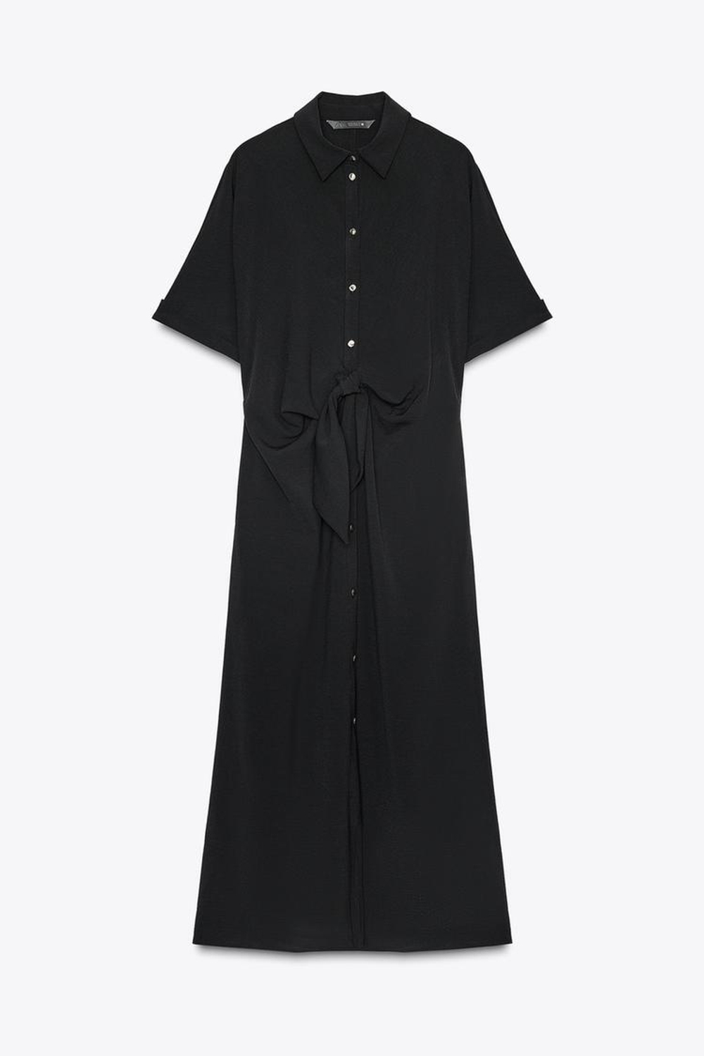 ZARA ПЛАТЬЕ МИДИ С УЗЛОМ, ЧЕРНЫЙ