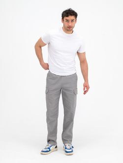 Карго джоггеры прямые. Серые