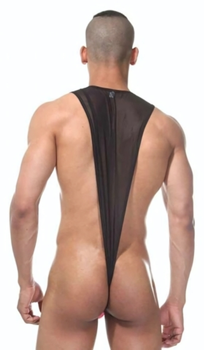 Мужское боди с контрастным гульфиком (Размер: S-M) (Цвет: черный с розовым)