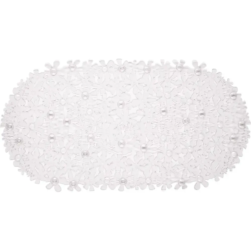 Коврик противоскользящий в ванную Цветы 66см, прозрачный ЦБ-00-2963