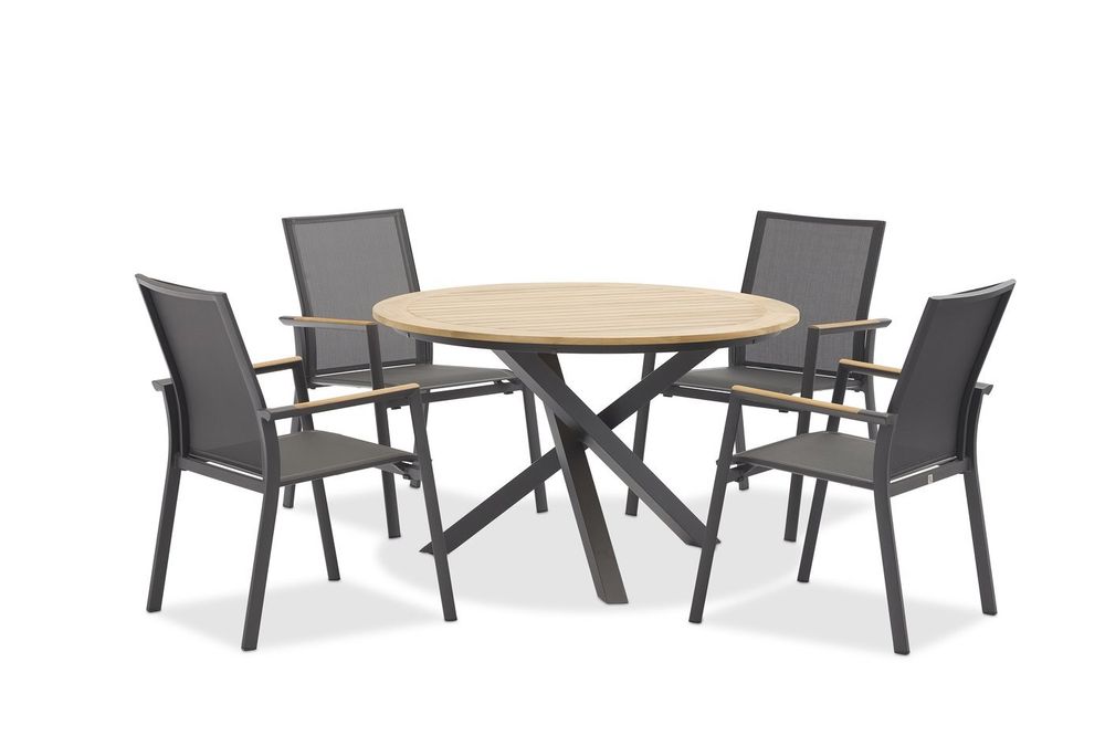 Timra, стол антрацит/натуральный, алюминий/тик