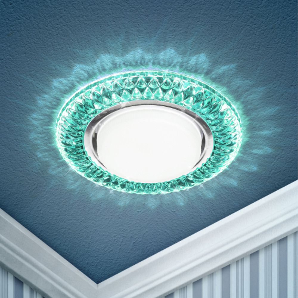 DK LD23 BL2/WH Светильник ЭРА декор cо светодиодной подсветкой Gx53, бирюзовый | Встраиваемые LED светильники