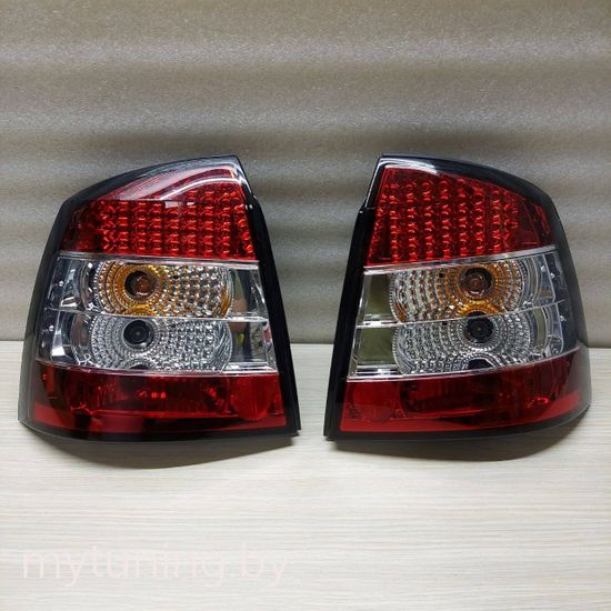 Задние фонари Opel Astra G red white led