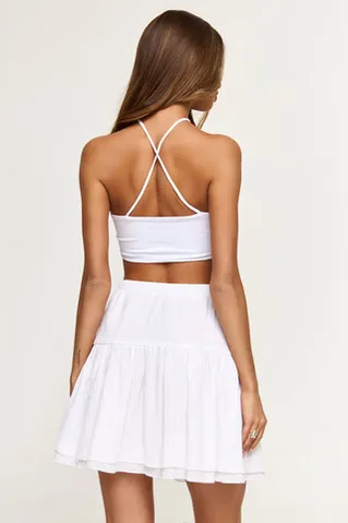 Мини юбка-лепесток из жатого хлопка белого цвета