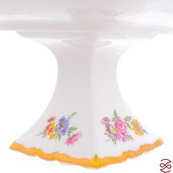 Салатник квадратный глубокий на ножке Queen's Crown Мейсенский букет 21см