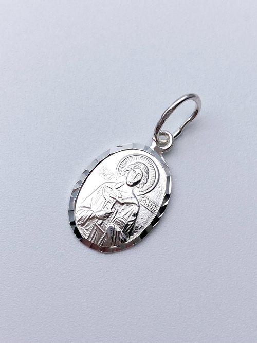 Образок из серебра/Без покрытия/С подвижным ухом/Валерий