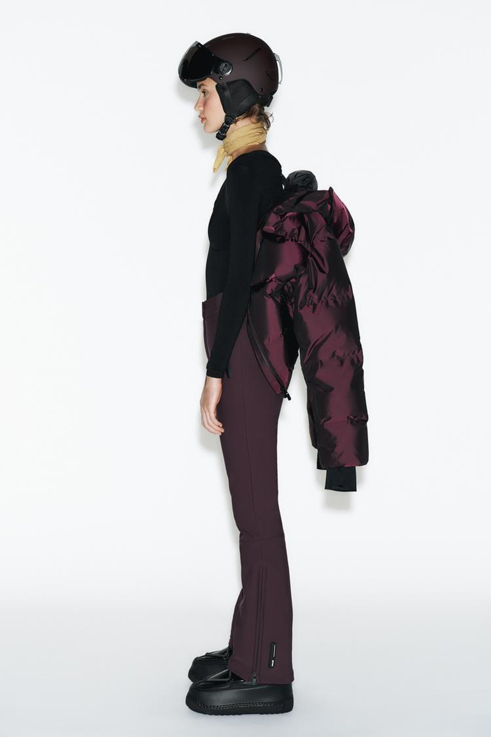 ZARA ВЕТРОЗАЩИТНЫЕ И ВОДОНЕПРОНИЦАЕМЫЕ БРЮКИ С ВЫСОКОЙ ПОСАДКОЙ, БОРДОВЫЙ