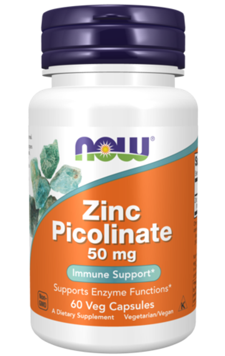 NOW Foods, Пиколинат цинка, Zinc Picolinate 50 mg, 60 вегетарианских капсул