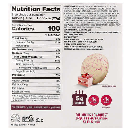 Quest Nutrition, Bake Shop, глазированное печенье, клубничный торт, 8 печенья по 25 г (0,88 унции)